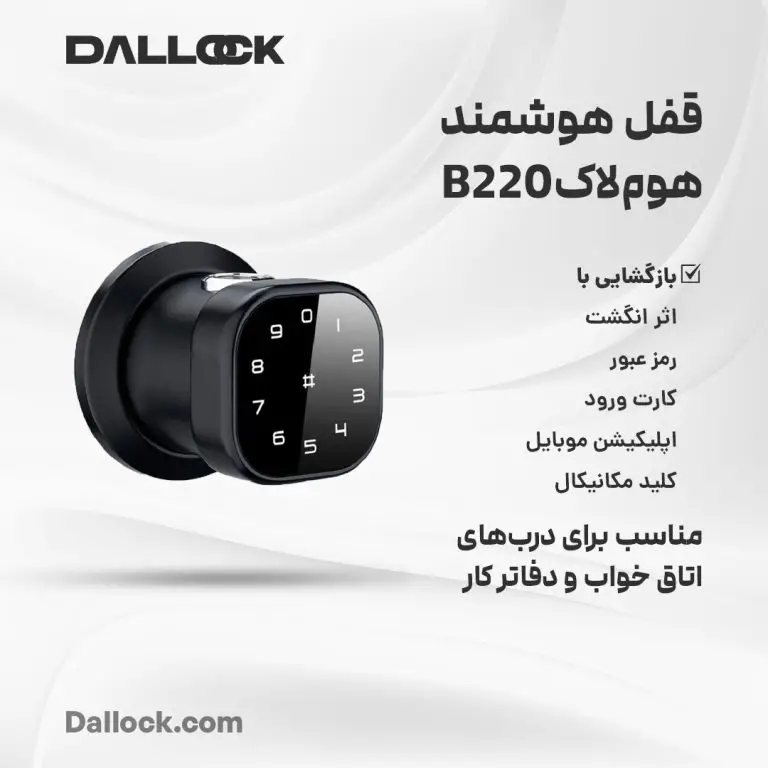 عکس اینفوگرافی دستگیره هوشمند B220 هوم لاک
