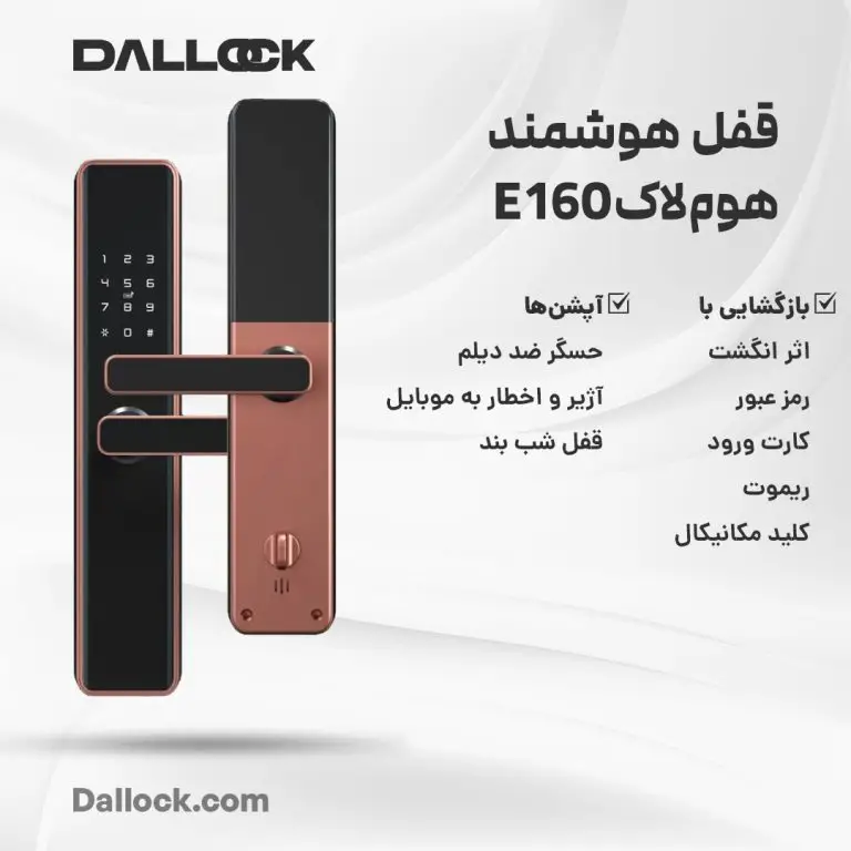 عکس اینفوگرافی دستگیره هوشمند هوم لاک مدل E160